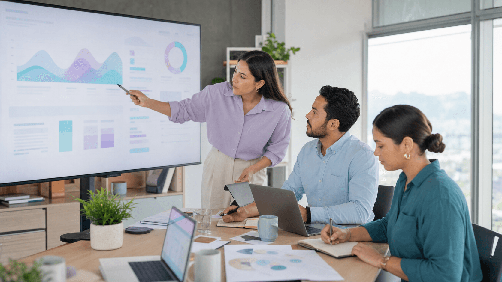 Equipo multidisciplinario revisando resultados y oportunidades de crecimiento.